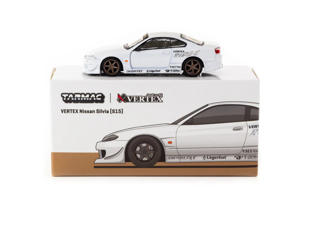 NISSAN SILVIA S15 VERTEX RHD WHITE 1/64 DIECAST CAR BY TARMAC WORKS